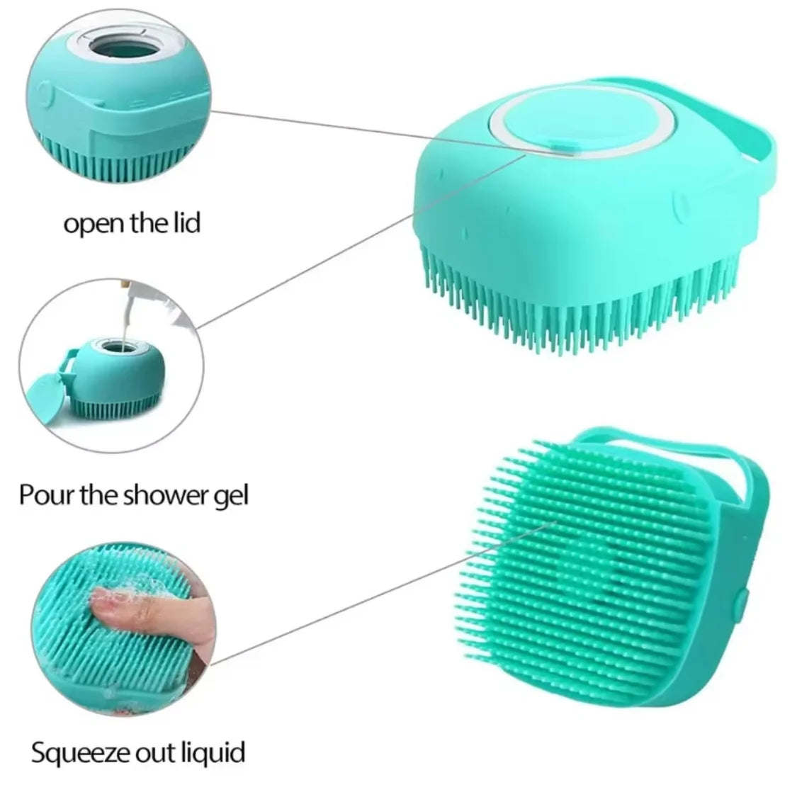 Brosse de bain et massage pour chien et chat - Silicone doux 80ml