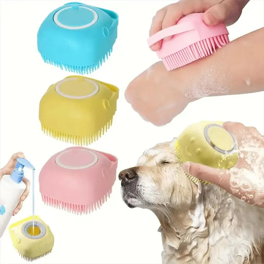 Brosse de bain et massage pour chien et chat - Silicone doux 80ml