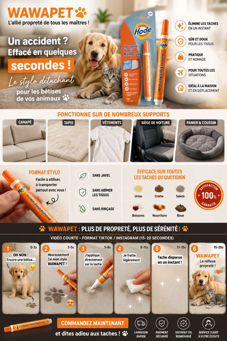 Stylo Détachant Instantané – Pour Taches d'Animaux 🐾